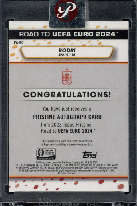 2023 Topps Pristone Road to UEFA EURO 2024 Rodri Autograph #PA-RO