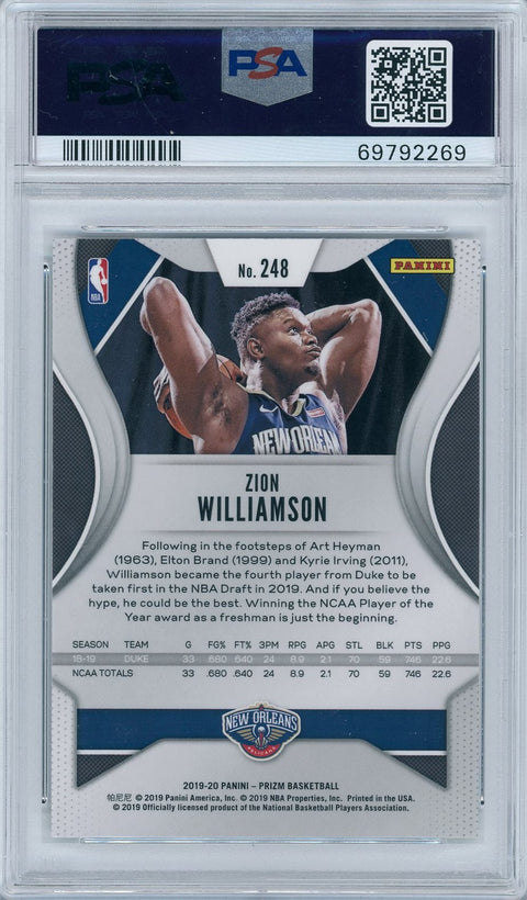 2019 Panini Basketball Prizm #248 Zion Williamson PSA 9