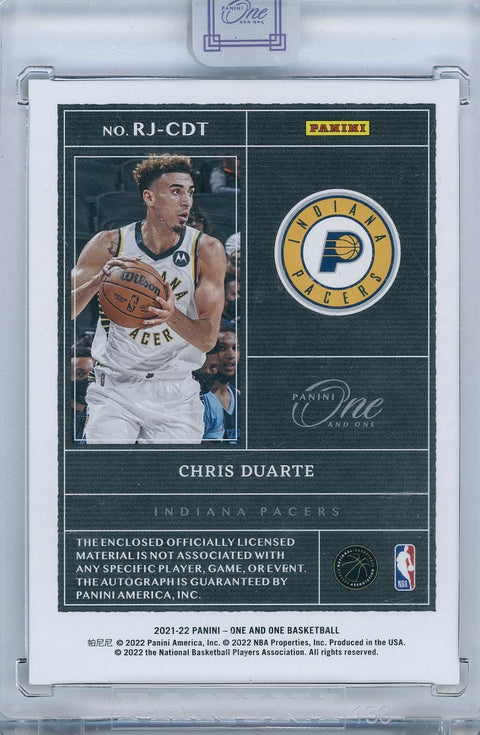 2021/22 Panini Basketball One and One #RJ-CDT Chris Duarte 5/5 Auto Patch