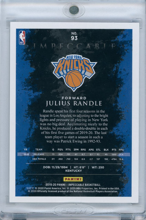 2019/20 Panini Basketball Impaccable #93 Julius Randle 1/1