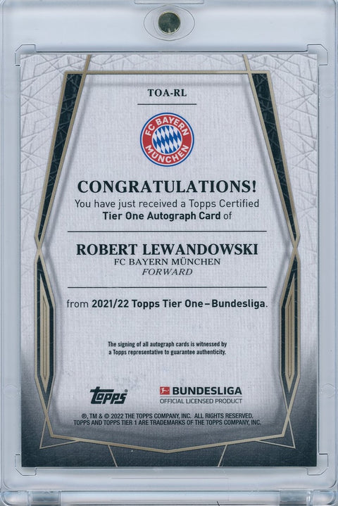 2022 Topps Soccer Tier One Bundesliga # TOA-RL Robert Lewandowski 20/70 Auto