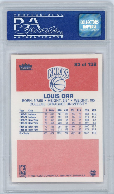 1986 Fleer Basketball #83 Louis Orr PSA 9