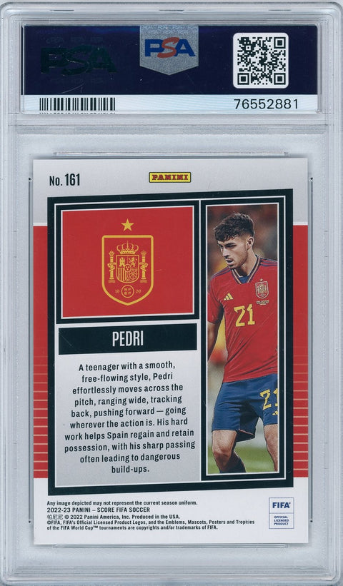 2022/23 Panini Score FIFA #161 Pedri Purple Lasers 13/15 PSA 9