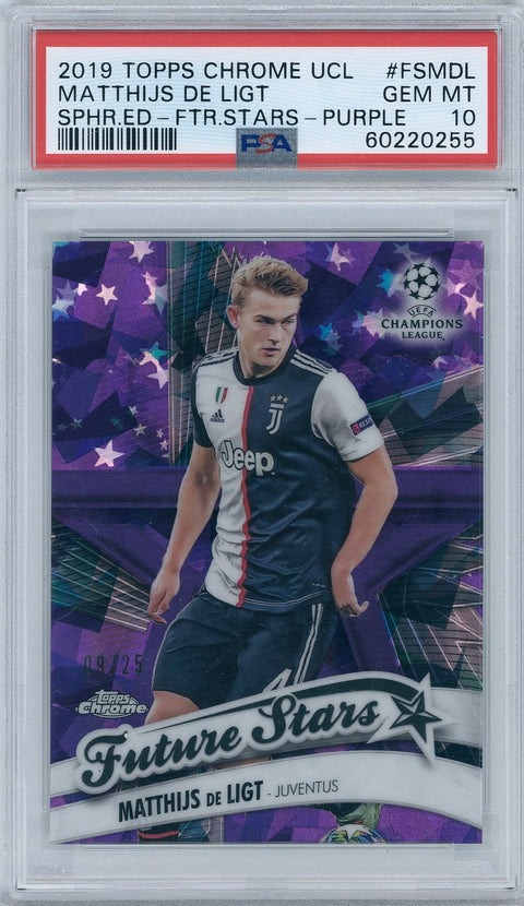 2019/20 Topps Chrome UCL #MDL Matthijs de Ligt Sapphire Future Star 09/25 Purple PSA 10