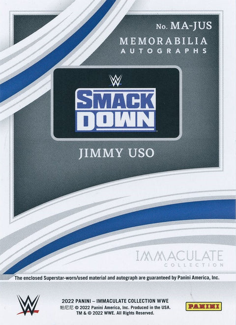 2022 Panini Immaculate #MA-JUS Jimmi Uso Smack Down 35/99 Patch Auto on Card