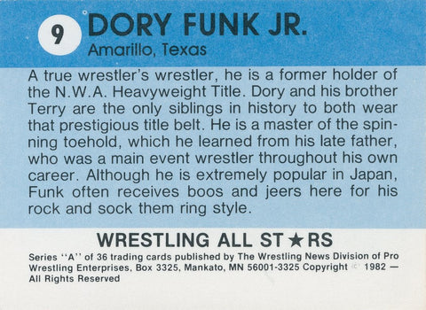 1982 Wrestling All Stars Serie A #09 Dory Funk Jr.