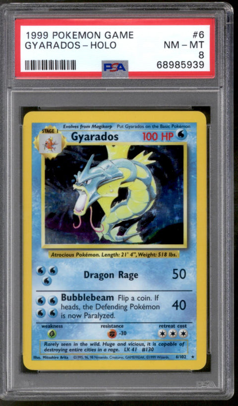 Pokemon Base Set Unlimited Gyarados 6/102 PSA 8