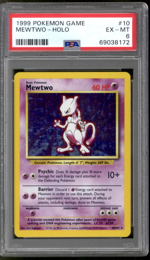 Pokemon Base Set Unlimited Mewtwo 10/102 PSA 6
