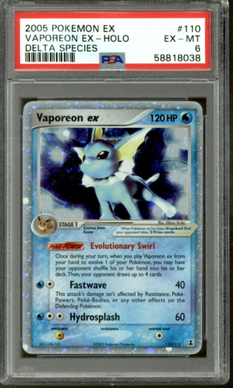 Pokemon Delta Species Vaporeon EX 110/113 PSA 6