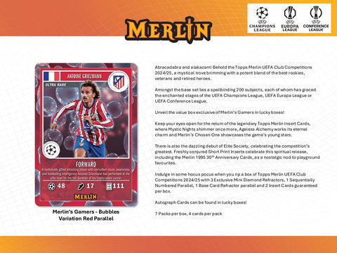 2024/25 Topps Chrome Merlin UEFA Club Competitions Soccer 7-Pack Blaster