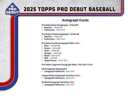 2025 Topps Pro Debut Baseball Hobby Jumbo