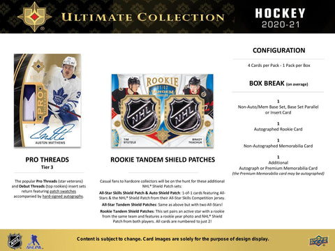 2020/21 Upper Deck Ultimate Collection Hockey Hobby