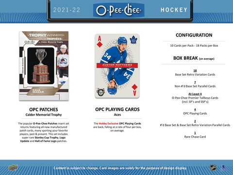 2021/22 Upper Deck O-Pee-Chee Hockey Hobby