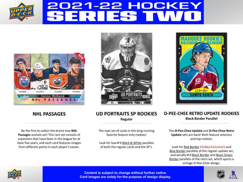 2021/22 Upper Deck Series 2 Hockey Hobby