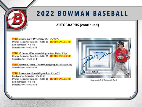 2022 Bowman Baseball Hobby