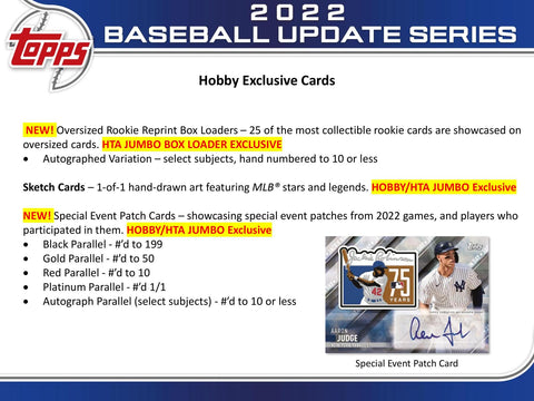 2022 Topps Update Series Baseball Hobby Jumbo