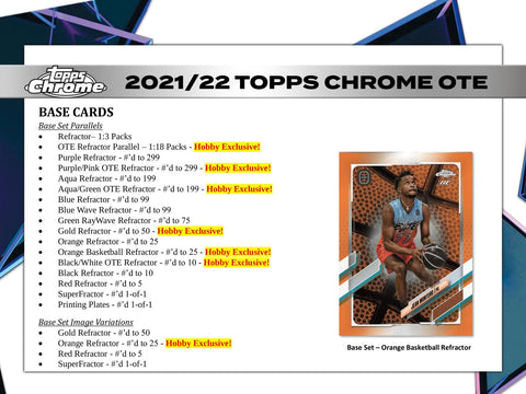 2021/22 Topps Chrome Overtime Elite Basketball Hobby