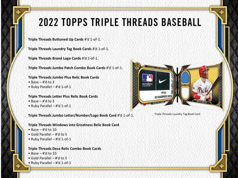 2022 Topps Triple Threads Baseball Hobby