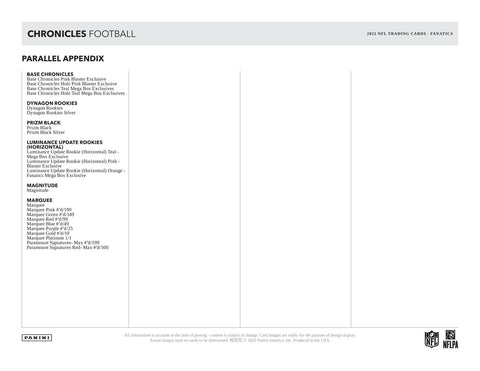 2022 Panini Chronicles Football Hobby Mega (Orange Parallels!)