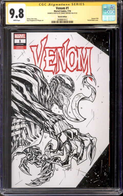 Venom #1 CGC 9.8 (W) Signed & Sketch By Jonboy Meyers (Venom) *2698807012*