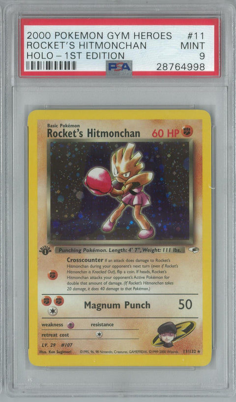2000 Pokemon Gym Heroes 1st Edition #11 Rocket's Hitmonchan Holo PSA 9