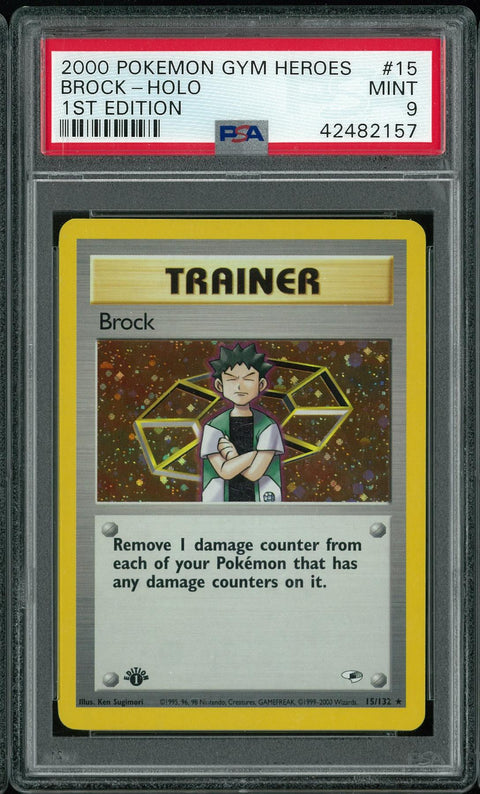 2000 Pokemon Gym Heroes 1st Edition #15 Brock Holo PSA 9