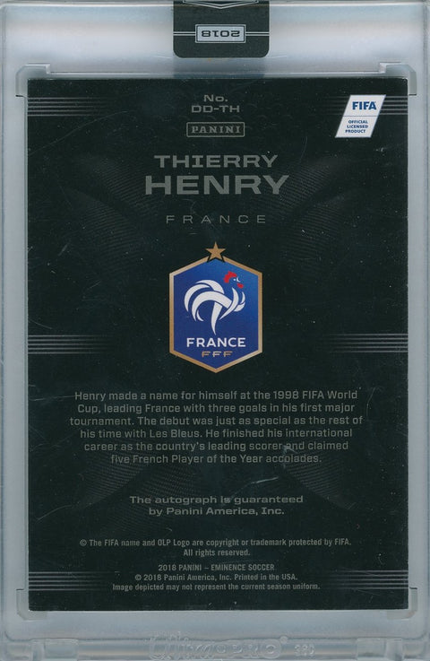2018/19 Panini Eminince # DD-TH Therry Henry 08/10 Decade Dominance Auto on card