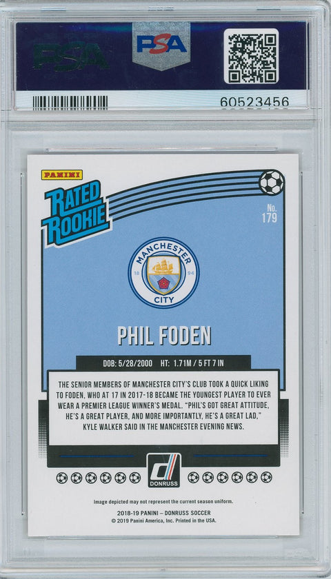 2018/19 Panini Soccer Donruss # 179 Phil Foden Proof Red PSA10