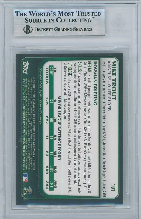 2011 Bowman Baseball Draft #101 Mike Trout BGS 9