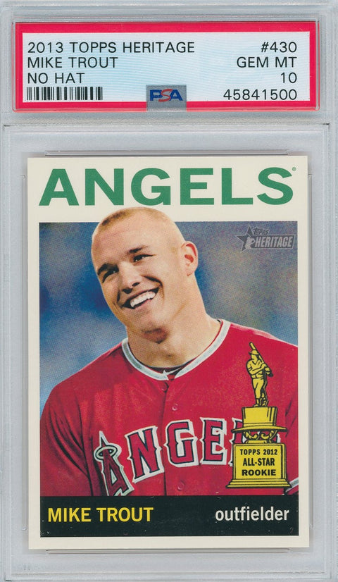 2013 Topps Baseball Heritage #430 Mike Trout No Hat PSA 10