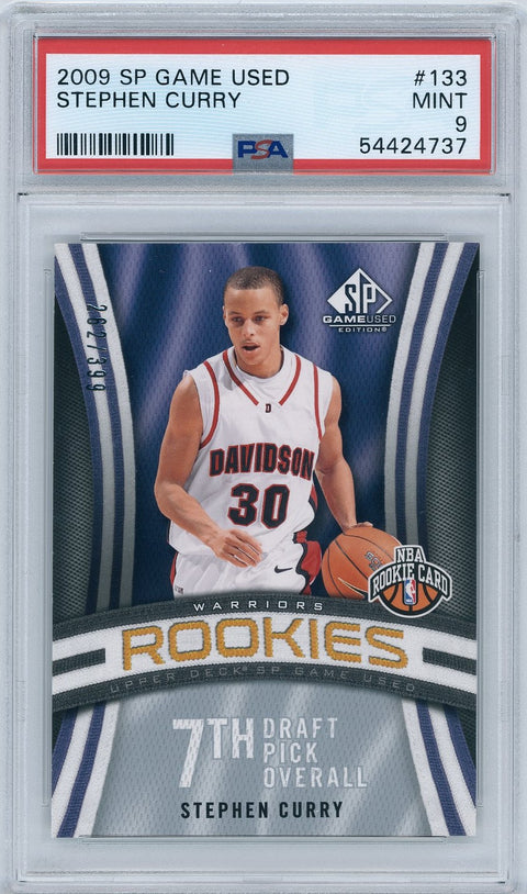 2009 Upper Deck Basketball Game Used #133 Stephen Curry SP Rookie PSA 9