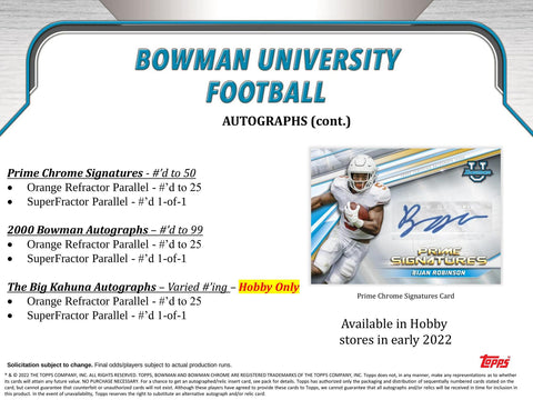 2022 Bowman University Football Hobby