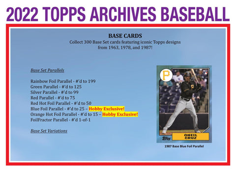 2022 Topps Archives Baseball Hobby