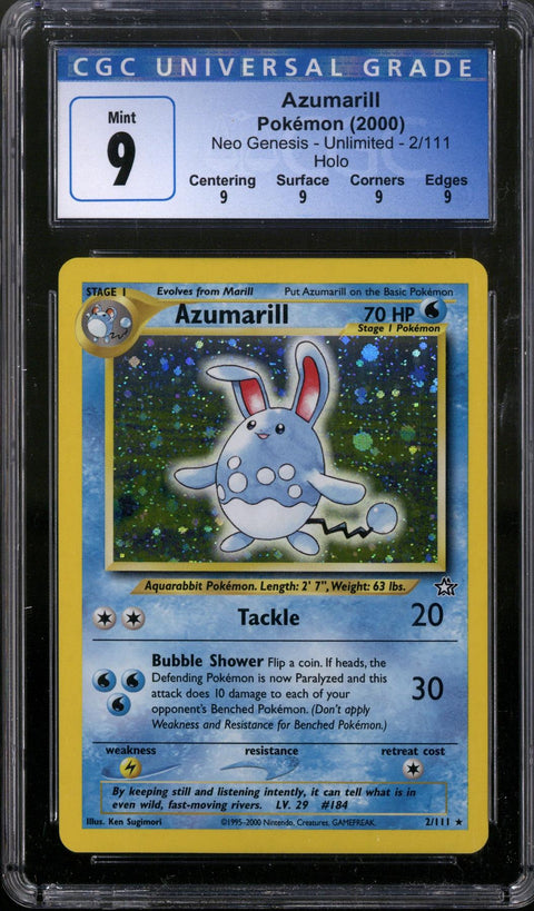 2000 Pokemon Neo Genesis #2 Azumarill Holo CGC 9