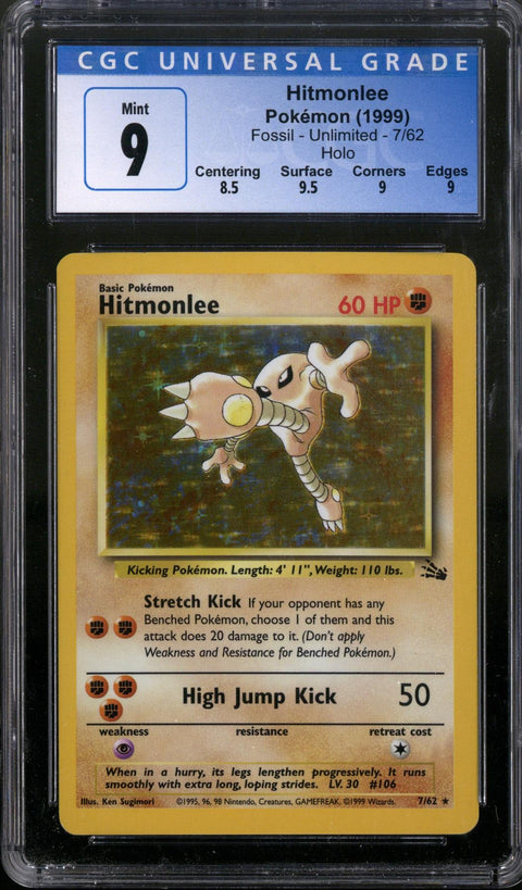 1999 Pokemon Fossil #7 Hitmonlee Holo CGC 9
