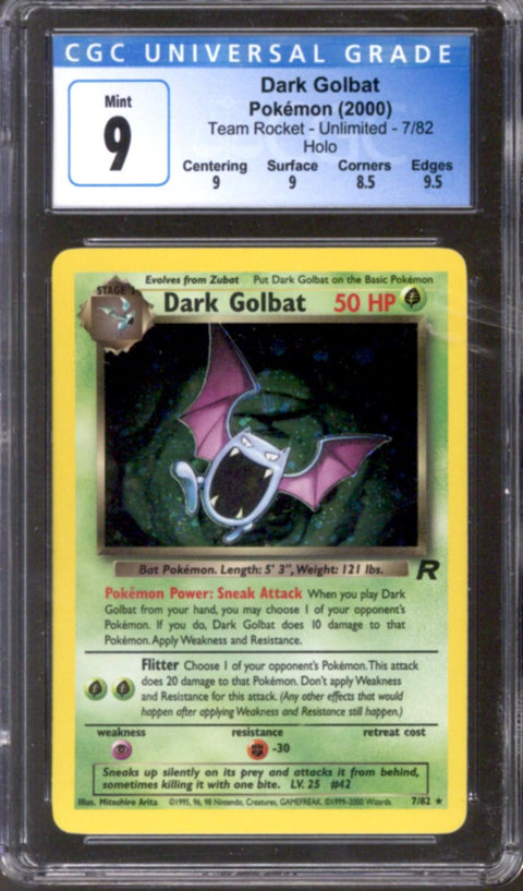 2000 Pokemon Team Rocket #7 Dark Golbat Holo CGC 9