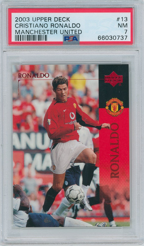 2003/04 Upper Deck Soccer Manchester United # 13 Cristiano Ronaldo PSA 7