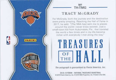 2018-19 Panini National Treasures #TH-TMG Tracy McGrady 38/49 Auto on Card