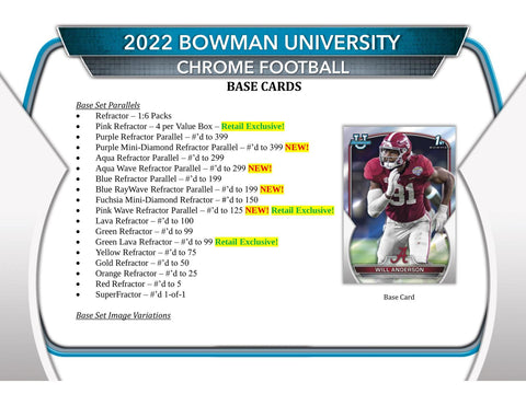 2022 Bowman Chrome University Football 7-Pack Blaster