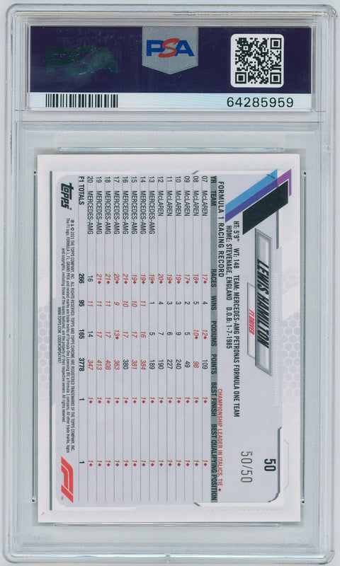 2021 Topps Chrome F1 Lewis Hamilton Gold Checker Flag Refractor 50/50 PSA 8 *5959
