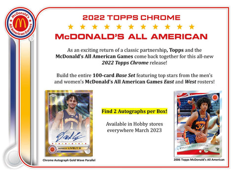 2022 Topps McDonald's All American Chrome Basketball Hobby