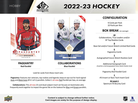 2022/23 Upper Deck SP Authentic Hockey Hobby