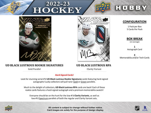 2022/23 Upper Deck SPx Hockey Hobby