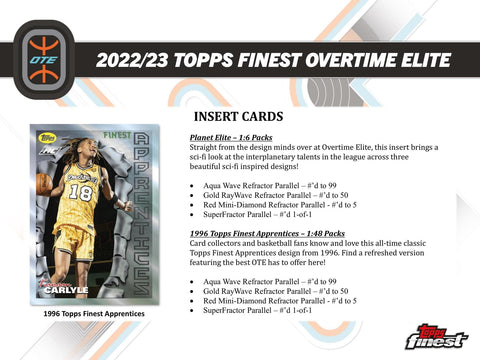 2022/23 Topps Finest Overtime Elite Basketball Hobby