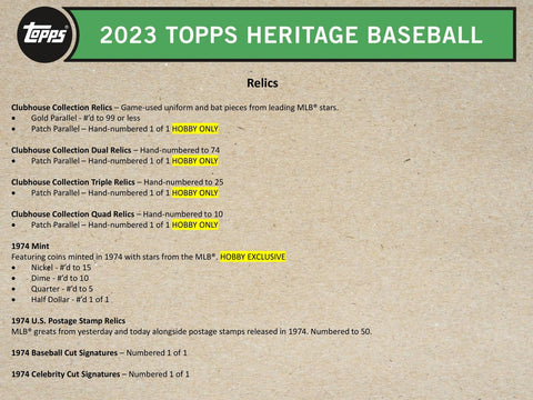 2023 Topps Heritage Baseball Hobby
