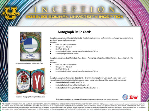 2022/23 Bowman University Inception Hobby