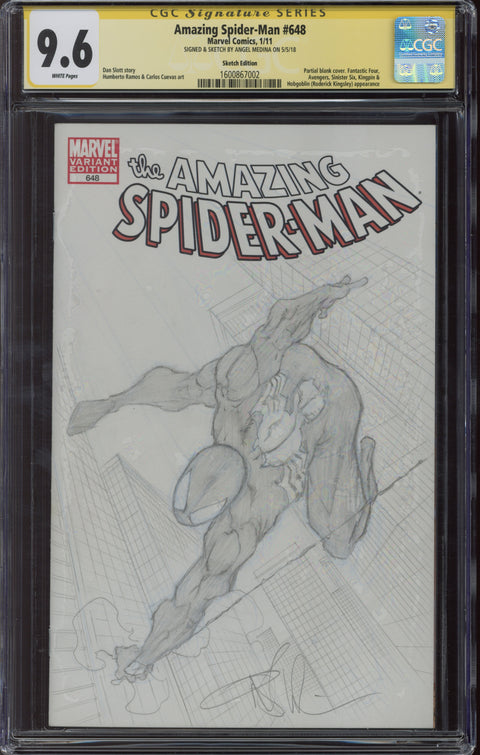 Amazing Spider-Man #648 CGC 9.6 (W) Signed & Sketch By Angel Medina *1600867002*