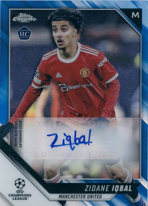 2021/22 Topps UCL Chrome #CA-ZI Zidane Iqbal 121/150 Rookie Auto Card Blue Refractor