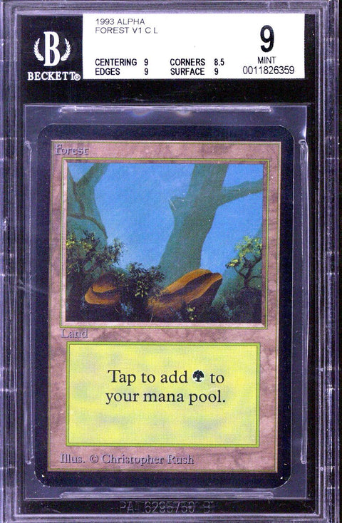 1993 Magic the Gathering Alpha Forest BGS 9