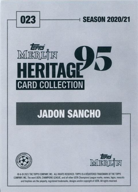 2020/21 Topps Soccer Heritage '95 #23 Jadon Sancho 74/99